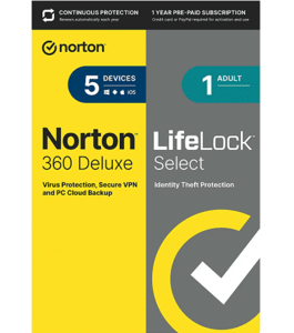 Norton 360 Deluxe with LifeLock Select – 1-Year / 5-Device – Americas